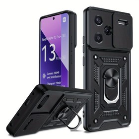 Resim Xiaomi Redmi Note 13 Pro Plus 5G için bir zırh kaydırma kamera kapağı, 360 derece PC desteği ve TPU kılıfı içeren koruyucu kılıf 