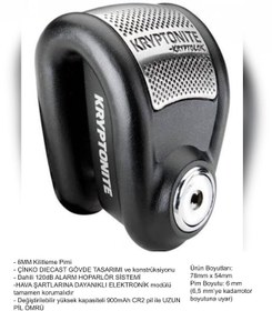 Resim Kryptonıte Alarmlı Disk Kilidi 6mm 6mm-120db 