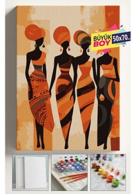 Resim Sayılarla Boyama Seti Numaralı Tuval Fırça Boya Dahil Kasnaklı Set 50x70 Cm - Sanatsal Kadınlar 