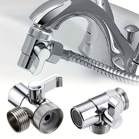 Resim Evrensel Musluk Ayırıcı Valf - Nikel Kaplama Pirinç & Plastik 2 Yollu Musluk Adaptörü, Mutfak Lavabosu, Banyo, Bidet ve Duş için Euro/Amerikan Dişli Kolay Kurulum Su Bağlantısı 