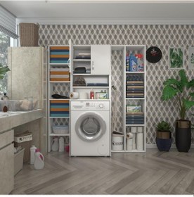 Resim Kenzlife Çamaşır Makinesi Dolabı Hayzummega Byz 180 156 55 Banyo Kiler Çift Kapaklı Arkalıklı Çok Renkli 