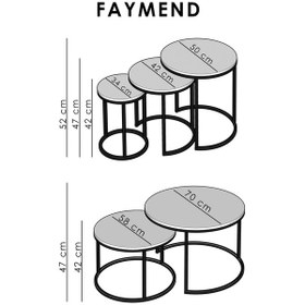 Resim Faymend Platoon 2li Orta Sehpa & Zigon Sehpa Seti 'capicino' Takım 3+2 Cappucino 2 