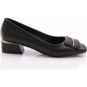 Resim Dgn 4886 Kadin Kare Tokali Topuklu Ayakkabi 4886-1423-R1534 Siyah 