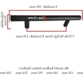 Resim Hakay Mat Siyah Paslanmaz Metal Dolap Kulpu | 128 mm 