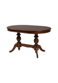 Resim Montclair Çift Baba Ayaklı Masif Ahşap Oval Yemek Masası 90x140 Ceviz 