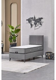 Resim Evdemo Ezgi Tek Kişilik Baza Başlık Yatak Seti Gri 90 190 90 x 190 