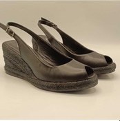 Resim Terre Siyah Deri Dolgu Topuk Sandalet Siyah 