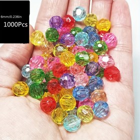 Resim 1000 Adet AIJJU 6mm 32 Kenarlı Akrilik Köşe Boncuk - Canlı Sarı Renkli Takı Yapımı, Kapı Perdeleri, Çanta Aksesuarları, Dekoratif Ara Parçalar, El İşi Malzemeleri, Parlak Yüzeyli Şeffaf Materyal 
