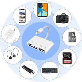 Resim Daytona NK108L Apple iPhone Lightning To Tf Sd USB Dosya Aktarım Kart Okuyucu Çevirici Adaptör 
