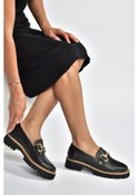 Resim Fox Shoes V944082303 Siyah Hakiki Deri Kalın Taban Tokalı Makosen Günlük Ayakkabı Siyah-hakiki Deri 