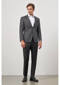 Resim İmza Koyu Antrasit Kazayağı Desen Bez Ayağı Mono Yaka Tam Astar Çift Yırtmaç 2 Düğme 6 Drop Slim Fit Classic Ceket 1002245106 Koyu Antrasit 