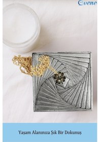 Resim Dekoratif Kase Takı Kutusu Yüzük Kolye Kutusu Mum Tabağı Takı Organizer Model 3 - Gümüş Eskitme 