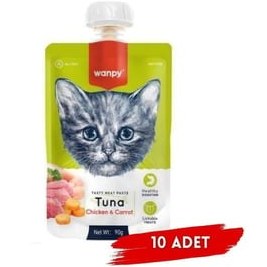 Resim Wanpy Ton Balıklı Tavuklu ve Havuçlu Sıvı Kedi Ödülü 90 Gr x 10 Adet 