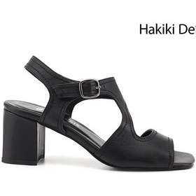 Resim Gönderi(R) Gönderi R Kadın Siyah Kalın Topuklu Arkası Açık Hakiki Deri Sandalet Dyza84735854 