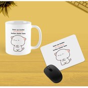 Resim Yaprak Hediyelik Kişiye Özel Kedi Baskılı Bardak Ve Mouse Pad -1 