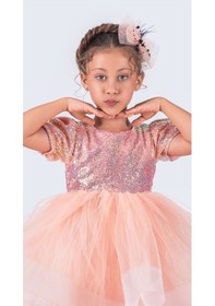 Resim Mnk Baby & Kids Tütü Gren Etekli Kız Çocuk Pul Payetli Kısa Kol Kikidi Elbise Mnk SOMON 