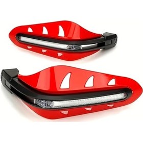 Resim Dream011 Kırmızı Led Işıklı Yüzgeç Motor Koruma - Düşmeye Karşı Rüzgarlık, Off-road Görünürlük Kontrol 