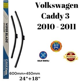 Resim Volkswagen Vw Caddy 3 2010 2011 Uyumlu 24+18 İnç Ön Cam Muz Tipi Silecek Süpürgesi Seti 600+450mm 
