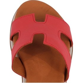 Resim Napa Shoes Kadın H Kesimli Düz Taban Hakiki Terlik Napa-1202 Kırmızı 