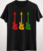Resim GreenMint Unisex Siyah Habb Ts Rastafarian Rasta Gitar Guitar For Reggae Lovers 