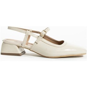 Resim William Tüvid Detaylı Küt Burun Kısa Topuklu Kadın Babet Bej 