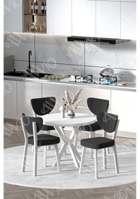 Resim Avvio Blanca Beyaz Elma Sandalye90x90 Yuvarlak Yemek Masası Mutfak Masası 4 Kişilik Masa Sandalye Takımı Beyaz 