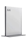 Resim Pleksiglas Ürünleri A4 T Tipi Dikey Masa Üstü 10'lu Paket / 2 mm Şeffaf Pleksi Föylük / Broşürlük / Menü 