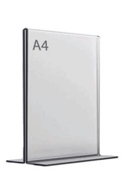 Resim Pleksiglas Ürünleri A4 T Tipi Dikey Masa Üstü 10'lu Paket / 2 mm Şeffaf Pleksi Föylük / Broşürlük / Menü 