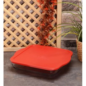 Resim Özbience Kare Borcam Tepsi, Kırmızı Kapak, 28X28CM, 3200CC, Dayanıklı ve Şık 