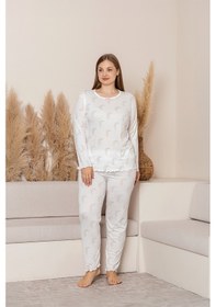 Resim Nisanca Uzun Kollu Büyük Beden Kadın Pijama Takımı- Çiçek Desenli Pijama - Pinterest Basic Kadın Pijama Pembe 