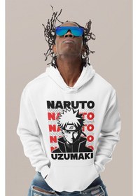 Resim Sevbano Shisui Uchiha Baskılı Unisex Oversize Naruto Anime Karakter Hoodi beyaz 