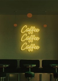 Resim Coffee Coffee Coffee Yazılı Neon Tabela Sarı 