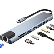 Resim shaza 8ın1 Usb Type-c Hub Port Adaptör Hdmi Usb Ethernet Pd Girişli, Gri 