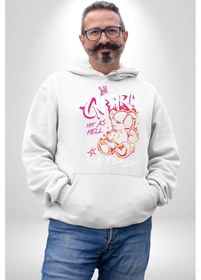 Resim Yanmaya Devam Edecek Kadar Sıcak Kadın Erkek Beyaz Kapüşonlu Sweatshirt Hoodie Beyaz 