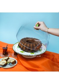 Resim Mon Amour Emaye 30 Cm Ayaklı Kek Fanusu Yeşil 
