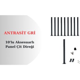 Resim Zirve Tel Örgü 120 Cm Panel Çit Direği Antrasit Aksesuarlı 10adet 