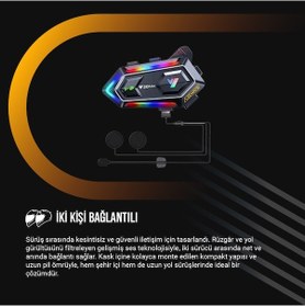 Resim Y20 Max Motorsiklet Intercom Su Geçirmez Kask 2 Kişi Telsiz Bağlantılı Intercom Rgb Intercom 