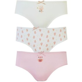Resim Bhr Kids 3Lü Kız Çocuk Külot Pamuklu Baskılı Esnek Rahat Slip 