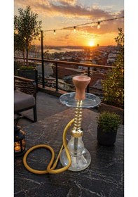Resim 45 Cm Cam Tabanlı Nargile Takımı 18 Cm Geniş Taban, Modern Tasarım, Bahçe & Teras Keyfi 