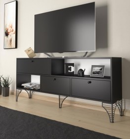 Resim Wood'n Love Katre 150 Cm Metal Ayaklı Tv Ünitesi - Siyah \u002F Siyah 