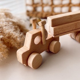 Resim Doğal Ahşap Oyuncak Tomruk Tır 