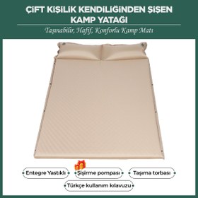 Resim RELAXUS Çift Kişilik Kendiliğinden Şişen Kamp Yatağı – Entegre Yastıklı, Pompa Hediyeli | Taşınabilir 