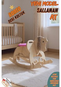 Resim Ahşap Sallanan At-deri Koltuklu-ayak Destekli- Yeni Model -pembe 