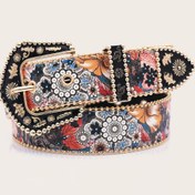 Resim Kadın Vintage Çiçekli Bel Kemer - Bohem Tarzı, Sanatsal Tokalı Ayarlanabilir, Elbise, Kot, Pantolon İçin Mükemmel - Günlük Seyahat, Partiler ve Resmi Etkinlikler İçin İdeal, Moda Aksesuarı | Vintage Bel Kemer | Sanatsal Toka 