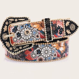 Resim Kadın Vintage Çiçekli Bel Kemer - Bohem Tarzı, Sanatsal Tokalı Ayarlanabilir, Elbise, Kot, Pantolon İçin Mükemmel - Günlük Seyahat, Partiler ve Resmi Etkinlikler İçin İdeal, Moda Aksesuarı | Vintage Bel Kemer | Sanatsal Toka 