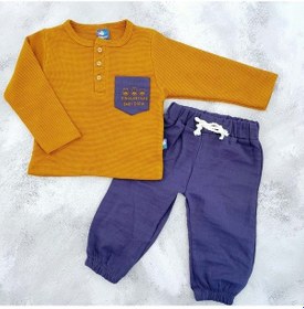Resim Nazar Cep Baskılı Petek Kumaş Erkek Bebek Takım 001 