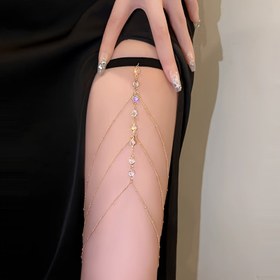 Resim Zümrüt Astarlı Şık ve Çok Yönlü Vücut Takıları - Altın Tonlu Alaşım Ayak Zinciri, Düğünler, Tatiller ve Günlük Moda için 