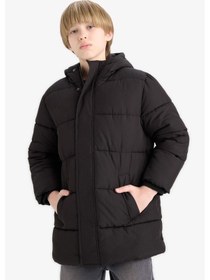 Resim DeFacto Erkek Çocuk Su İtici Kapüşonlu Fermuarlı Çıtçıt Kapamalı Cepli Parka C8782A824WNBK27 