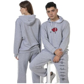 Resim Unisex Anime Baskılı Gri Renk Eşofman Takımı Gri 