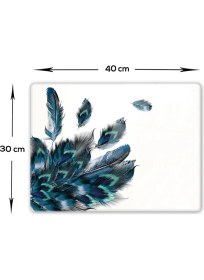 Resim Decorita Plumas Desen | Cam Kesme Tahtası-Cam Kesme Tablası | 30cm x 40cm 